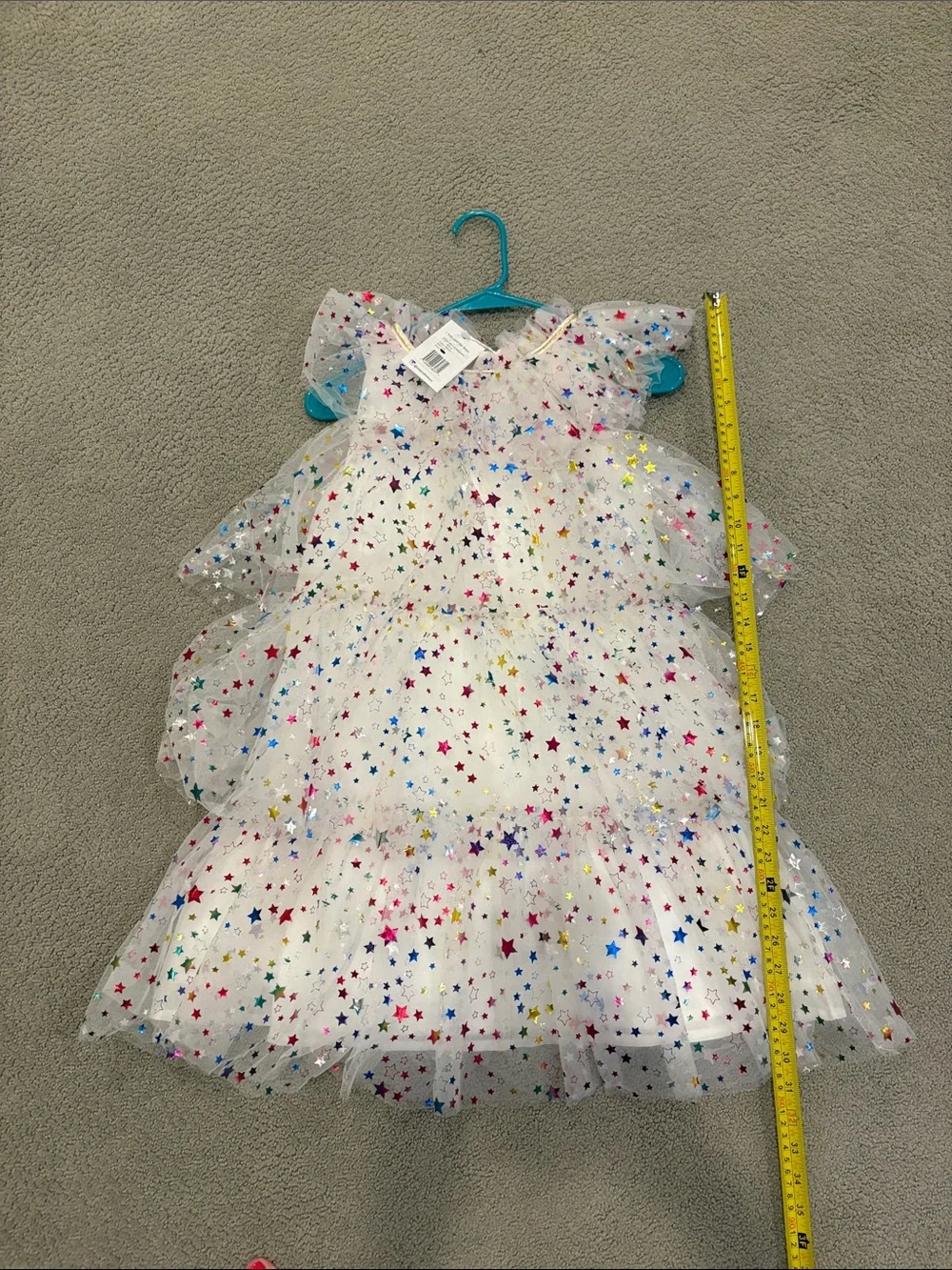 Lola and the Boys, Girls White Starry Tiered Tulle Dress